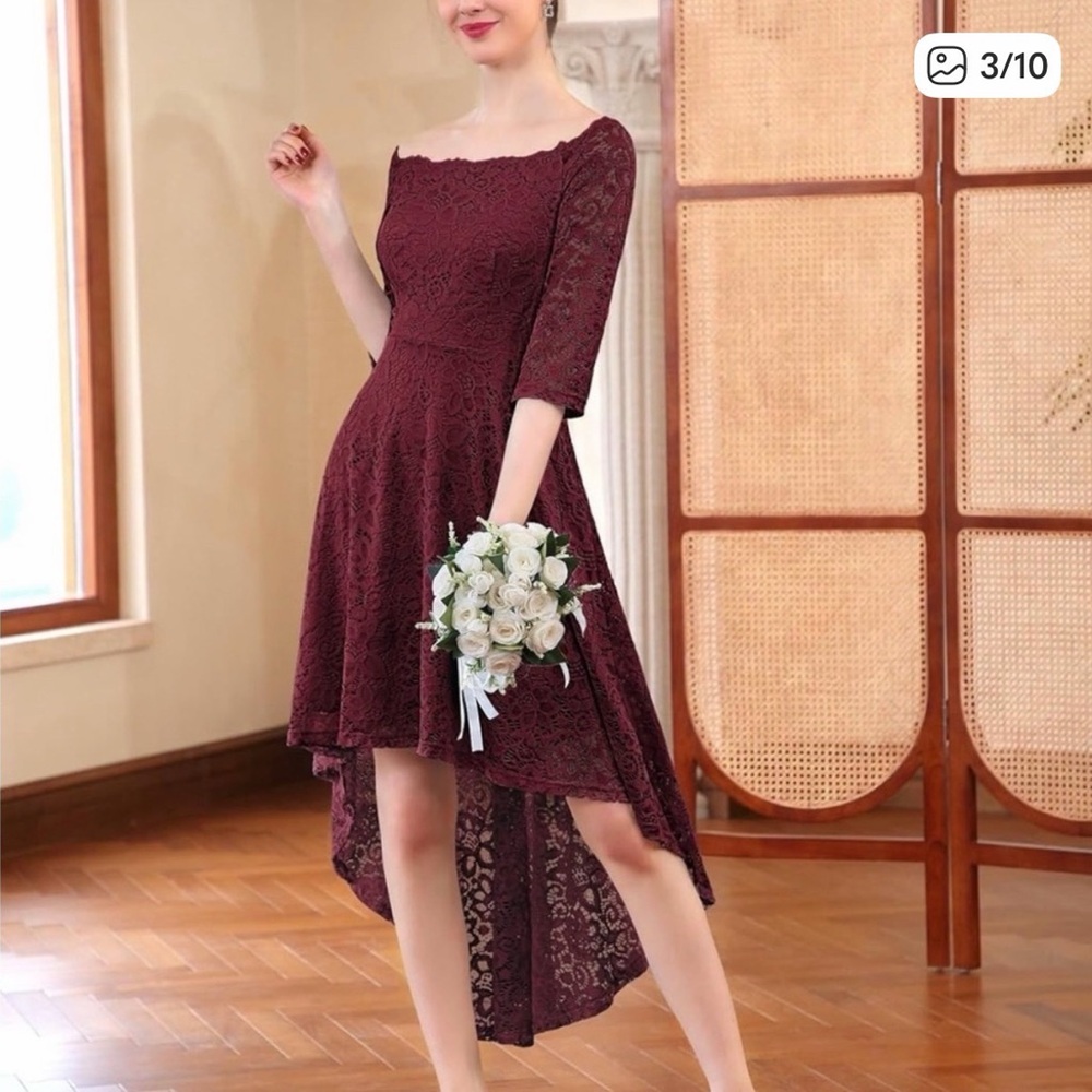 Elegant Burgundy Lace Dress